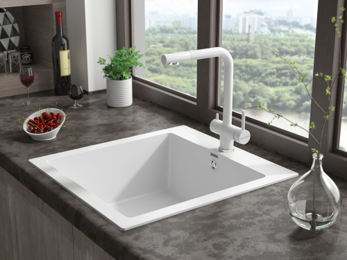 Смеситель для кухни Paulmark SKALEN Sk213020-431 на раковину белый матовый - фото 2